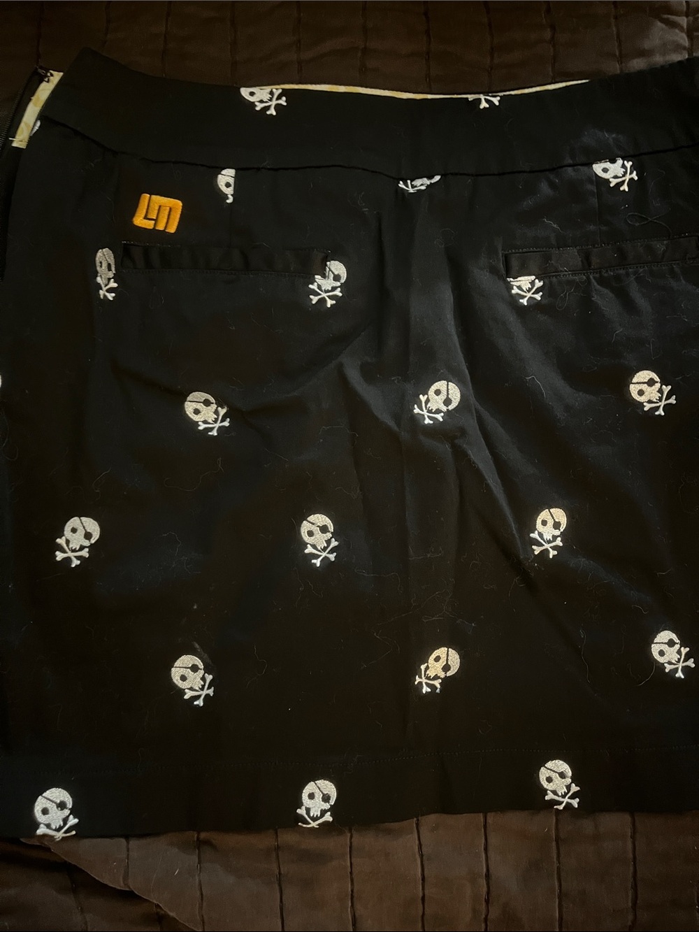 Loudmouth Black Mini Skirt with White Skull Print